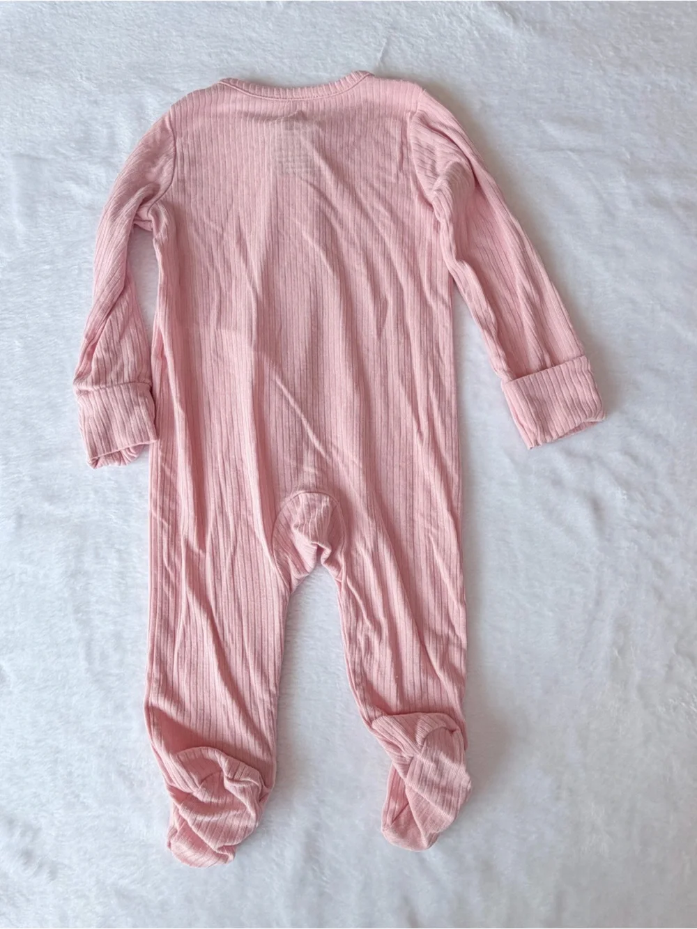 Carter's Purely Soft Ribbed Pink Long Sleeve One-Piece Footie - 3 months